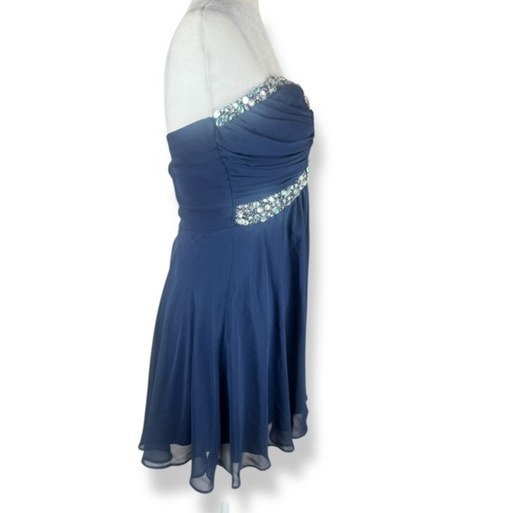 B Darlin Strapless Babydoll Chiffon Dress Juniors Size 9‎ 10 Glam Party Sparkle - Picture 2 of 9